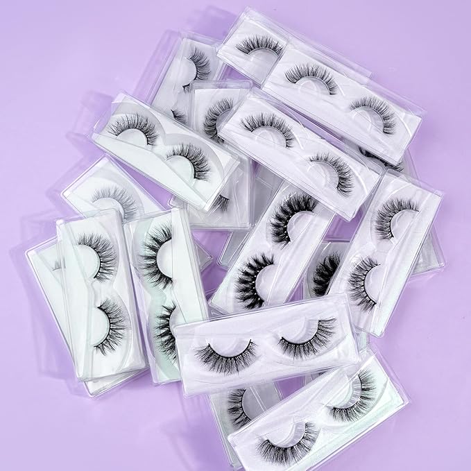 MAGEFY 20 Pairs 4 Styles Faux Mink Eyelashes, 7mm-18mm Lashes Natural Look to Dramatic False Eyelashes with Portable Boxes,Style-1