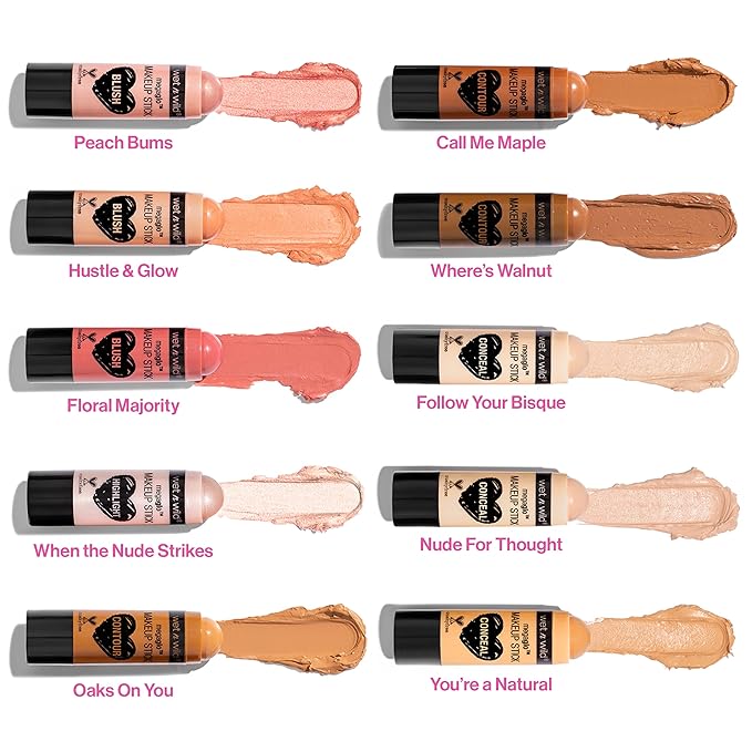 Wet n Wild MegaGlo Conceal & Contour Highlighter Stick, When The Nude Strike | Matte | Face Multistick Makeup (Pack of 3)