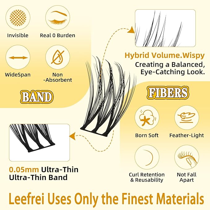 Leefrei Eyelash Clusters 10-18mm Lash Clusters Wispy Kit D Curl DIY Cluster Lash Extension Kit Individual Lashes Kit With Bond & Seal, Glue Remover, Tweezers(LF04 Lashes Set)