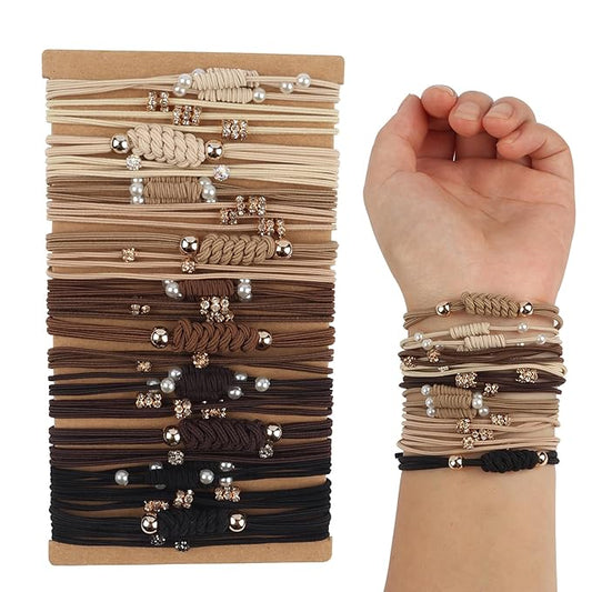 Boho Hair Ties, Elastic Hair Tie Bracelets for Women, Elastic Hair Tie Bracelets for Thick or Thin Hair, Cute Hair Ties for Women and Hair Tie Accessories 20 PCS