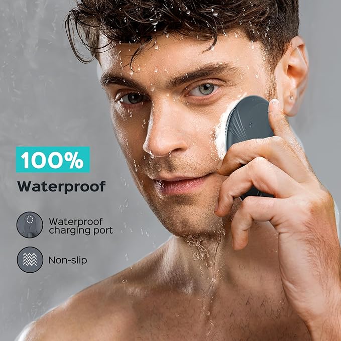 COSLUS Facial Cleansing Brush Face Scrubber: Portable Silicone Waterproof Rechargeable Face Wash Brush, 5 Cleansing Modes, Electric Deep Cleaning for Men & Women, Removing Blackhead, Exfoliating