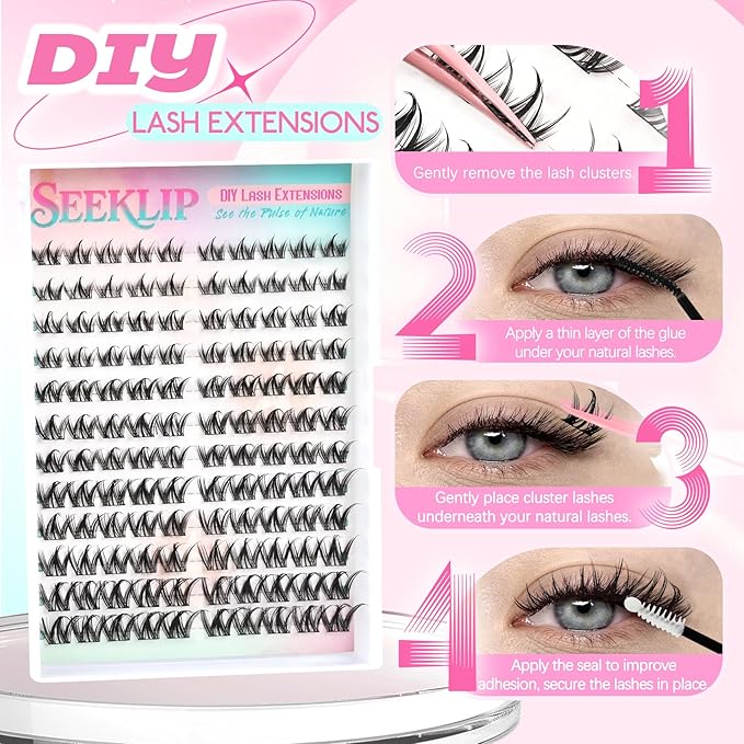 Lash Clusters Manga Lash Clusters Spiky Doll Anime DIY Eyelash Extensions Natrual Doe Eyed C Curl 8-16MM 120Pcs Individual Lashes with Black Cotton Band for Cosplay (Narcissus)
