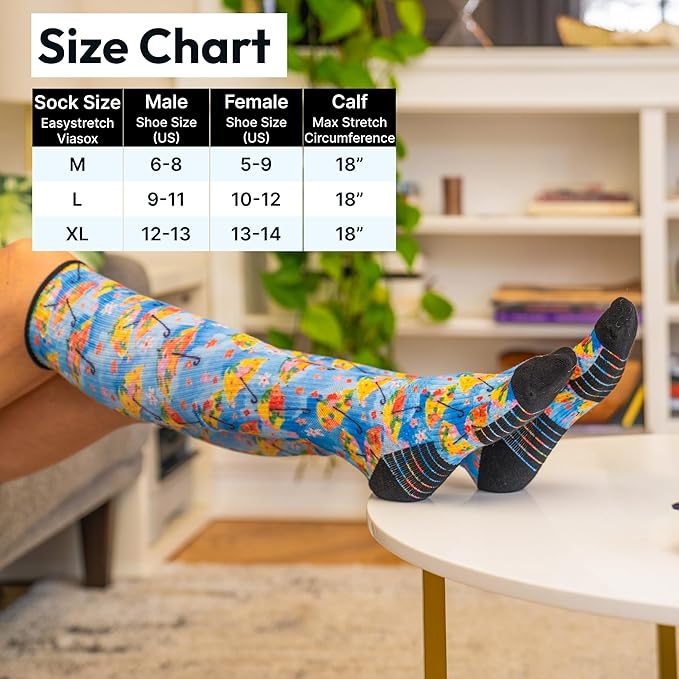 Viasox Compression Socks for Women and Men, Knee High Socks 12-15 mmhg Circulation Support for Flight, Travel, Daily