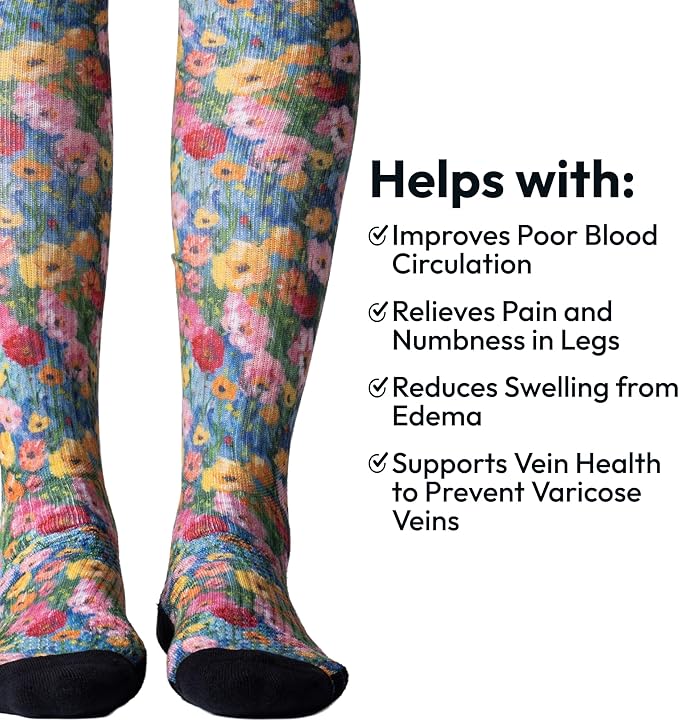 Viasox Compression Socks for Women and Men, Knee High Socks 12-15 mmhg Circulation Support for Flight, Travel, Daily