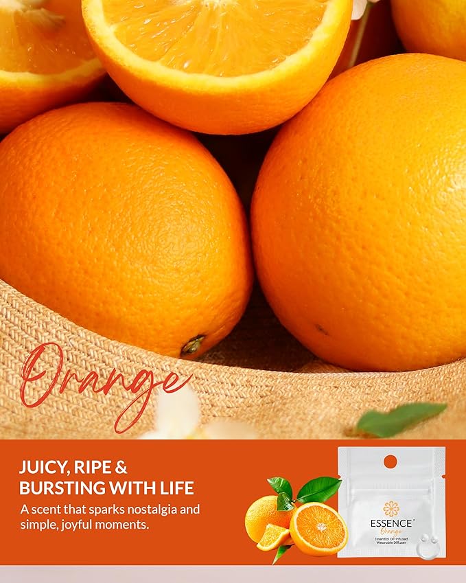 Essence Wearable Aromatherapy Nasal Diffuser – Orange Essential Oil Nose Ring Silicone Inhaler for Stress & Mood Support - Made in USA & Travel-Friendly