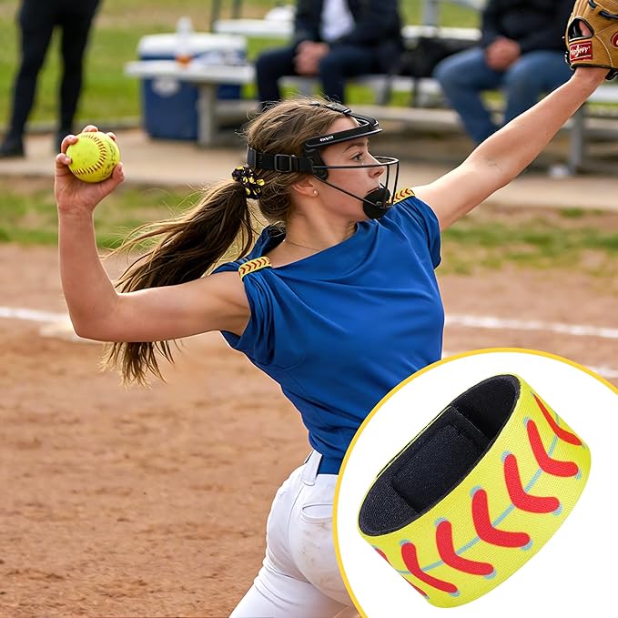 20 Pcs Softball Sleeve Holders Hair Ties Set, 7.4 Inch Softball Shirt Sleeve Straps with Elastic Scrunchies, Softball Accessories Party Favor for Girls Women Sport Team Gifts Birthday Supplies