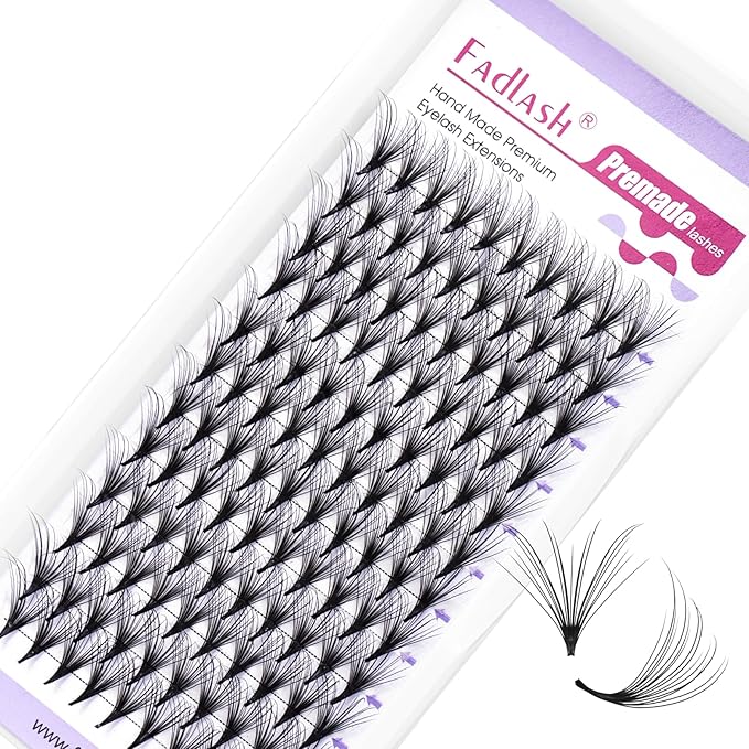 FADLASH Premade Lash Fans D Curl Premade Fans Eyelash Extensions 20D 0.07 Volume Lash Fans Premade Handmade Premade Lash Extensions Fans (20D-07D, Camellia)
