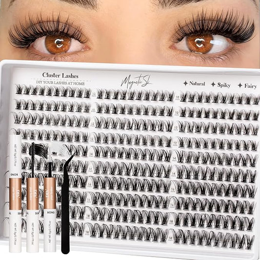 Lash Clusters 300pcs Manga Lash Extension Kit 10-18mm Cluster Eyelash Extensions Natural Lash Individual Lashes -M36-Natural