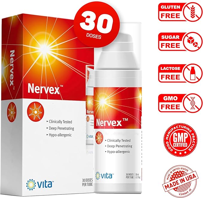 Vita Sciences Nervex Powerful Neuropathy Cream: Advanced Natural Relief for Peripheral Neuropathy, Fibromyalgia, and Fast Comfort Treatment for Feet, Hands, Legs, and Toes