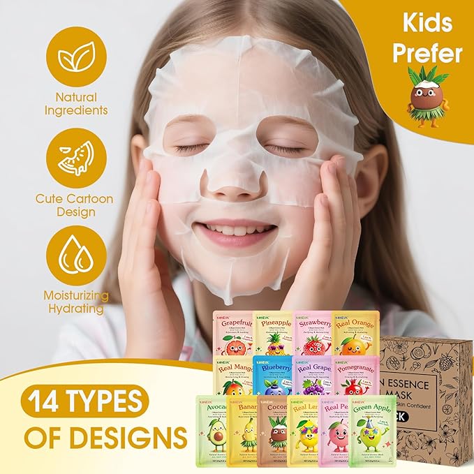 126 Pack Sheet Hydrating Face Masks Skincare for Women, Bulk Fruit Face Mask Skin Care for Kids, Facial Masks Set for All Skin Types, Birthday Valentines Day Gifts, Spa Party Supplies for Girls Teens