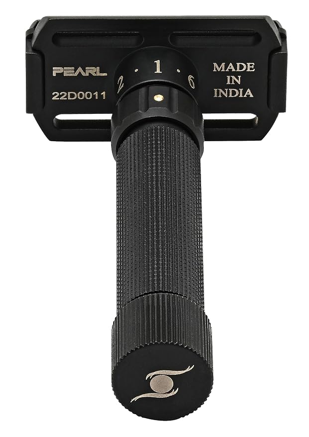 Pearl Flexi Adjustable Safety Razor Black Edition - Reusable Metal Razor made of 100% Brass | Eco Friendly Double Edge Razor for Men | Men's Shaving Razor for Father's Day Gift Option