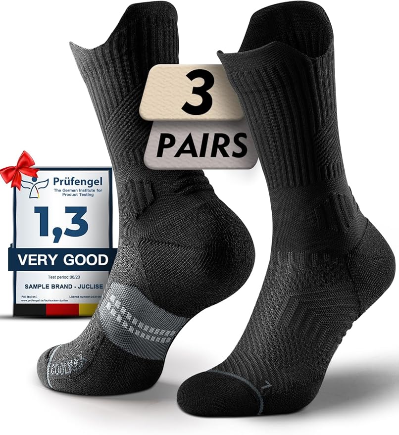 Juclise Womens Coolmax Bamboo Viscose Compression Running Crew Socks, Moisture-Wicking Anti-Blister Hiking&Gym Athletic