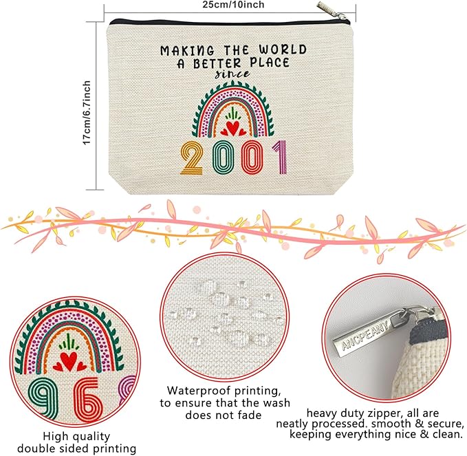 26th Birthday Gifts for Girls Makeup Bags, 2000 Happy 26th Birthday Decorations for Teen Girls, 26 Year Old Girl Birthday Gifts for Daughter, Sister, Granddaughter, Cosmetic Travel Pouch, Christmas