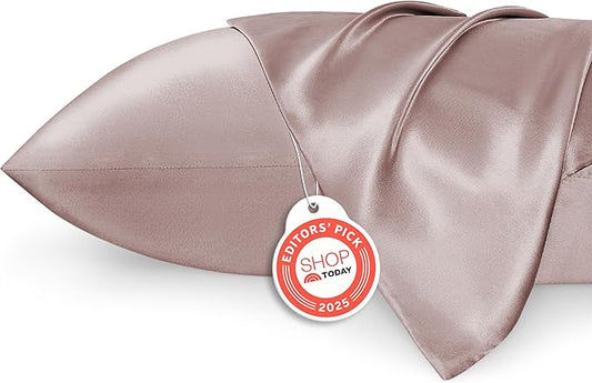 Bedsure Satin Pillowcases, Similar to Silk Pillow Cases Queen Size Set of 2, Pillow Case for Sleeping Women with Envelope Closure, Gifts for Women Men, Dusty Rose, 20x30 Inches, 2pcs