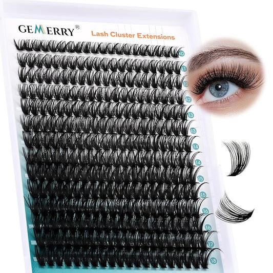 Lash Clusters GEMERRY 280pcs Clusters Lashes D Curl Soft&Natural Individual Lashes Cluster Eyelash Clusters DIY Lash Extensions at Home（40P-10-18mm)