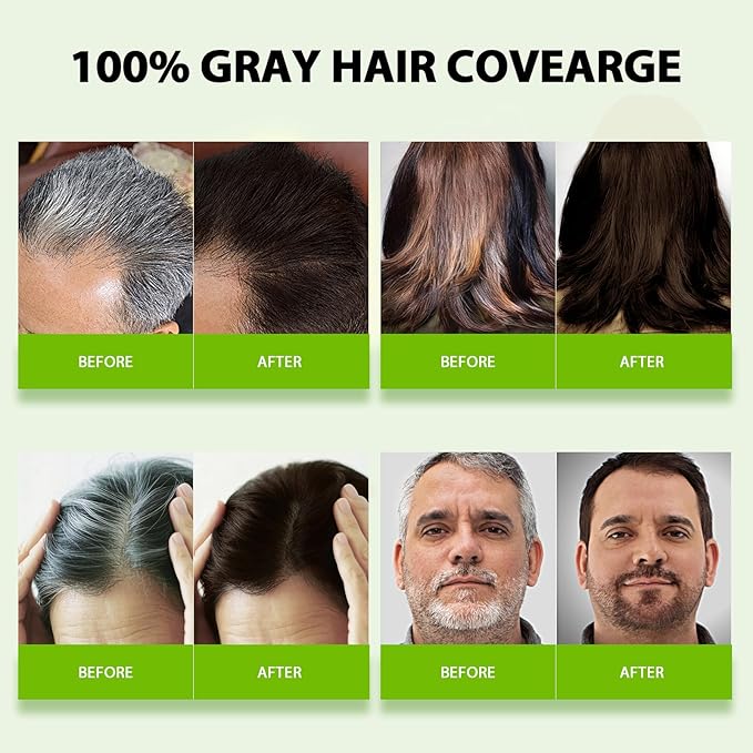 Vireo Color Dark Brown Hair Dye Shampoo for Women & Men, 15 Min Gray Coverage, 3 in 1 Semi-Permanent Color with Natural Herbal Ingredients, Lasts 60 Days