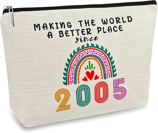 21st Birthday Gifts for Girls Makeup Bags, 2005 Happy 21st Birthday Decorations for Teen Girls, 21 Year Old Girl Birthday Gifts for Daughter, Sister, Granddaughter, Cosmetic Travel Pouch, Christmas