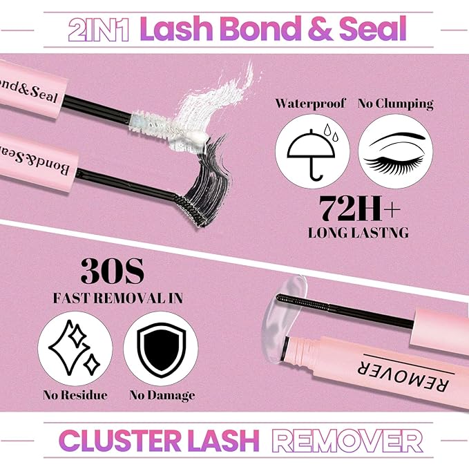 Qiveaory DIY Lash Extension Kit 584 Pcs Individual Lashes Clusters with Bottom Lashes Lash Bond and Seal,Eyelash Remover Tweezers Brush Eyelash Extension Set Lash Books DIY at Home