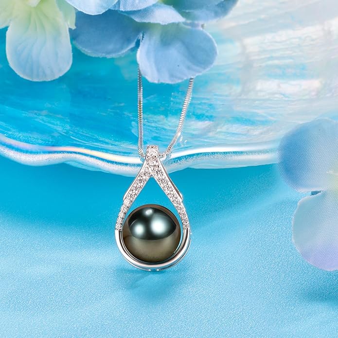 NONNYL Gifts for Women Mom Her Girlfriend Grandma Wife on Christmas Day Mothers Day Valentines Birthday Gifts Wedding Gift Jewelry Anniversary Tahitian Black Pearl Necklaces