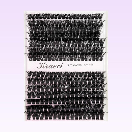 Kraeci Lash Extension DIY 280pcs Lash Clusters Eyelash Extension, 10-18mm 80D 100D Lash Tweezers for Self Use (No Kit)