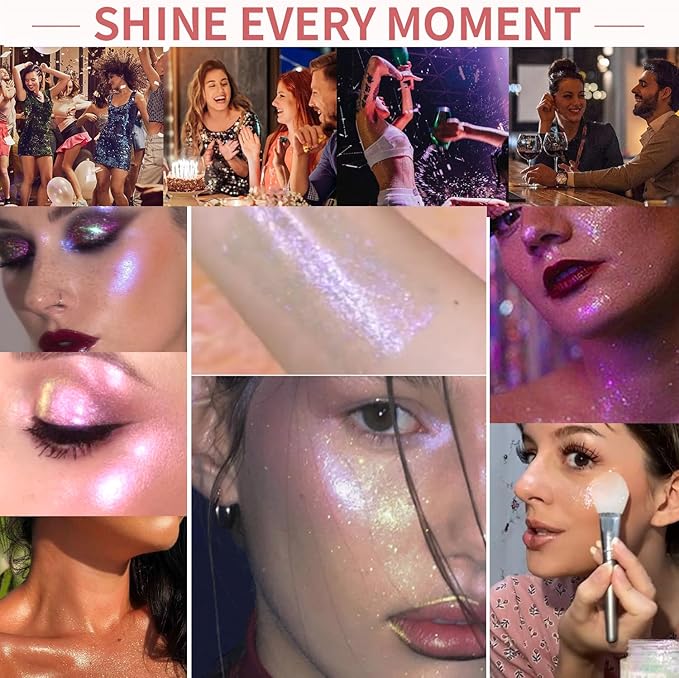 BestLand Holographic Body Glitter Gel - Cosmetic-Grade, Color Changing Halloween Glitter Makeup for Face, Body, and Hair, Safe and Easy to Use, Perfect for Festivals Parties (01 Golden Mirage)