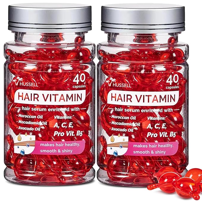 Bali Secret Hussell Hair Serum - No Rinse with Argan Macadamia & Avocado Oils - Vitamins A, E, Pro B5 - Conditioner for Women & Men - Pack of 2, 80 Capsules