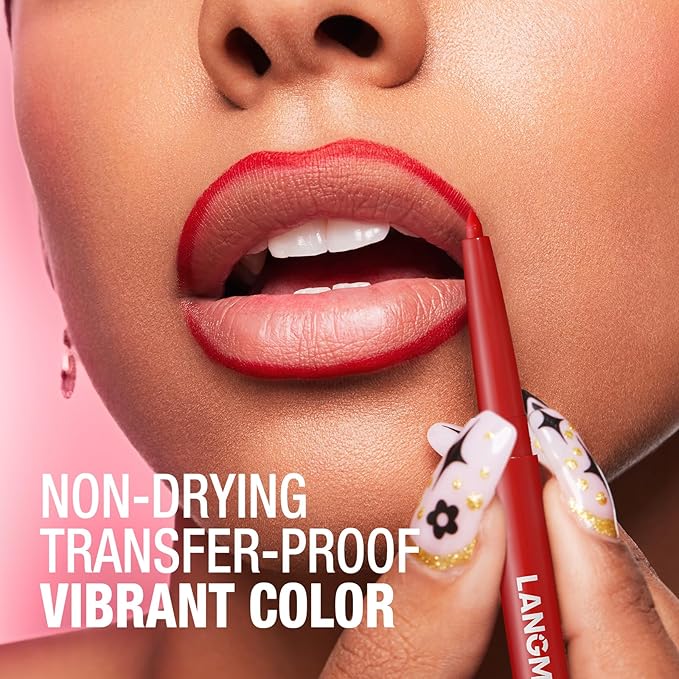 LANGMANNI 4Pcs Sculpting Matte Velvet Lip Liner Set,Smooth Creamy Texture,Waterproof And High Pigmented For Girls Daily Application Lip Makeup(9+10+11+12)