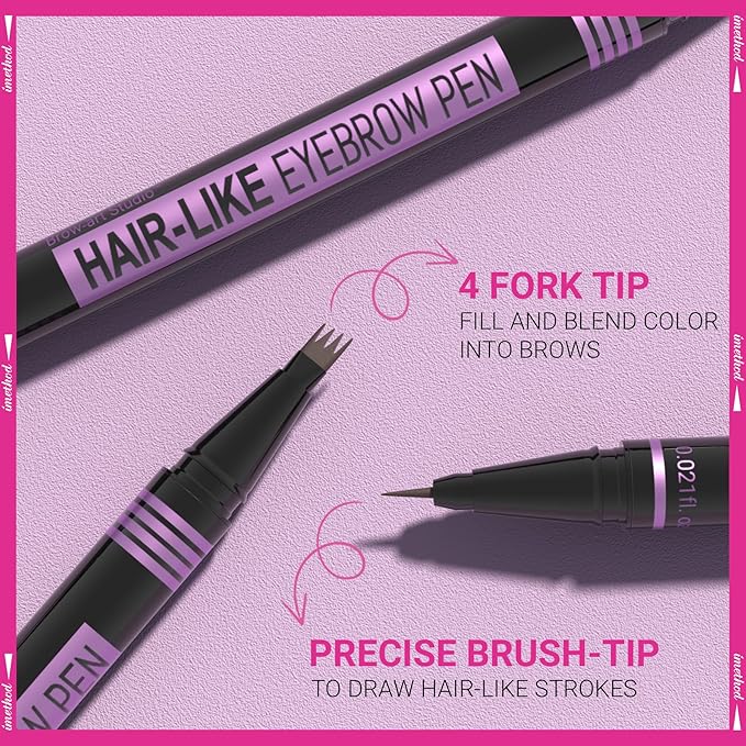 iMethod Eyebrow Pen - Eyebrow Pencil Magic 2-in-1 Eye Brow Pencils for Women with 4-Fork-Tip and Precise Brush-Tip Create Natural Hair-Like Brows, Last All Day, Microblading Eyebrow Pen, Dark Brown