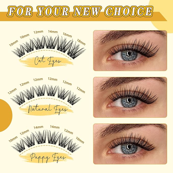 Leefrei Eyelash Cluster 10-18mm Wispy Eyelash Clusters D Curl DIY Lash Extension Natural Lash Clusters Individual Lashes (LF01 Lashes Only)