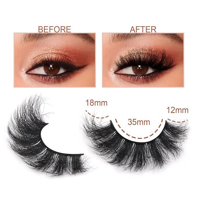Fluff Mink Lashes Wispy False Eyelashes 18mm Thick Volume Faux Mink Lashes 7 Pairs Curly Fake Eyelashes Multipack by TOOCHUNAG