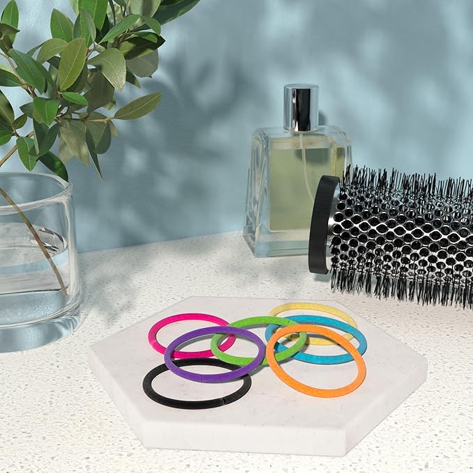 Amazon Basics No Damage Hair Elastics/Hair Ties - No Breakage, No Pain, No Pull, and No Metal parts. Tangle-Free Hold for all hair types. Bright Beautiful Colors, 32 Count, For All Hair Types.