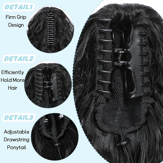 Ponytail Extension, Claw Clip on Pony tails Hair Extension for Women 22 Inch Long Wavy Curly Fake Ponytail Clip in Hair Pieces for Women Fluffy Natural Looking (Dark Brown, 22 Inch)