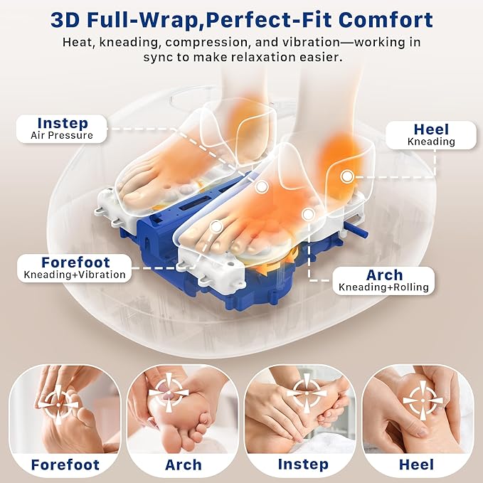 Musugy Foot Massager Machine with Heat : Deep Kneading Shiatsu Foot Massager with Vibration & Compression for Plantar Fasciitis & Neuropathy - for Women & Men,Relax for Office Home Use