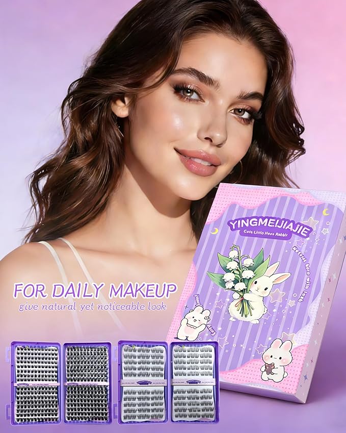 Clicar 10-16mm magnetic eyelashes,C-D Curvature lash clusters kit,3D Wispy Lashes Clusters DIY Lash Extension Kit,No need Glue (240pcs 10-16mm 60D-b)