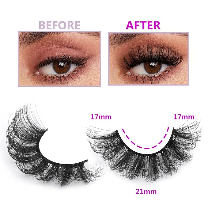 Fluff Lashes Mink Wispy False Eyelashes Curly Faux Mink Lashes 20mm Volume Fake Eyelashes 7 Pairs Eye Lashes Multipack by TOOCHUNAG