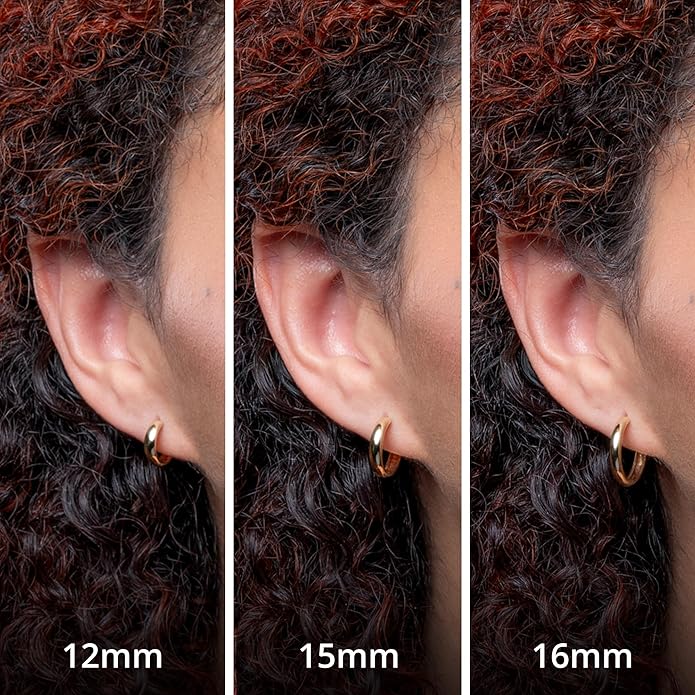 Small Solid 10k Gold Hoop Earrings for Women 3mm Wide | Gold Hoop Earrings in 12mm, 15mm & 18mm Diameter | Hypoallergenic Bold Real Gold Hoops by MAX + STONE