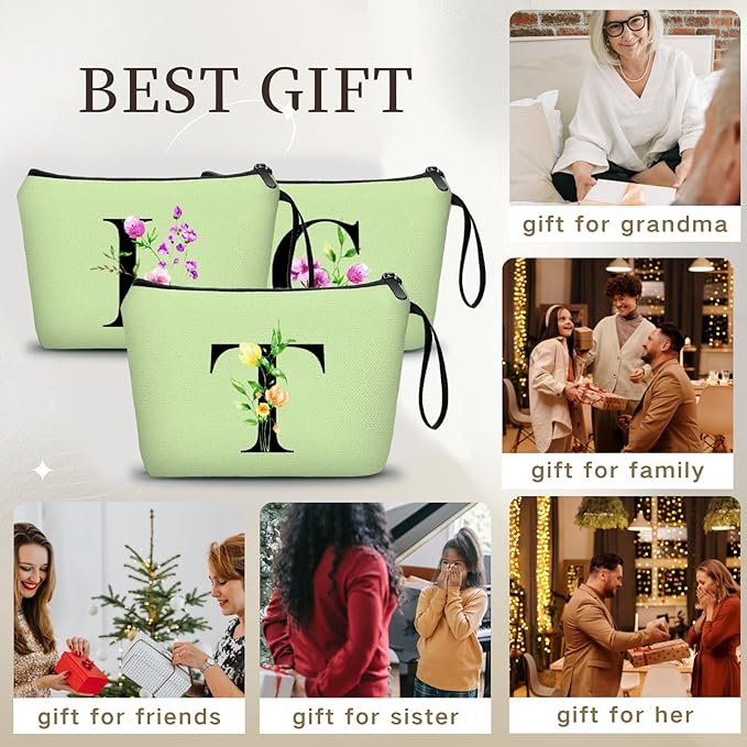 Women Birthday Unique Bride to be Bridal Shower Initial Gifts for Mom Sister Friend Her Teacher Aunt Makeup Cosmetic Bag with Mirror Mothers Day Christmas Graduation T