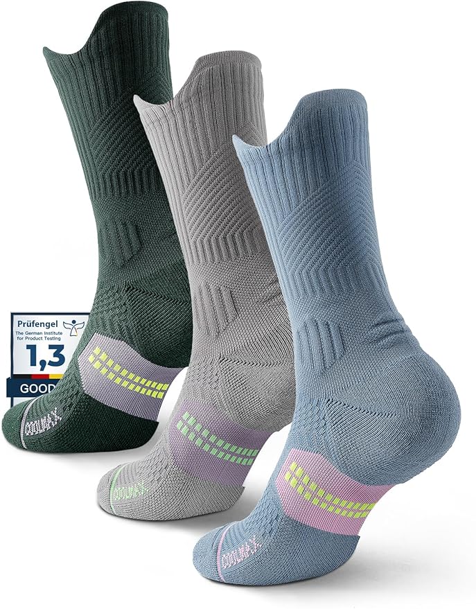 Juclise Womens Coolmax Bamboo Viscose Compression Running Crew Socks, Moisture-Wicking Anti-Blister Hiking&Gym Athletic