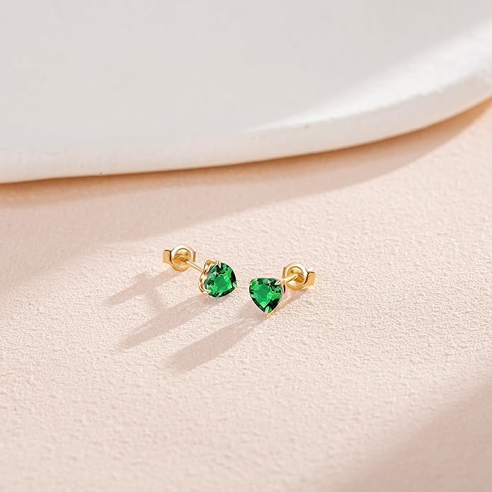 FANCIME 14k Solid Yellow Gold Stud Earrings Gemstone Prong Cluster Stud Earrings Fine Jewelry Gifts for Her Mom Women Wife