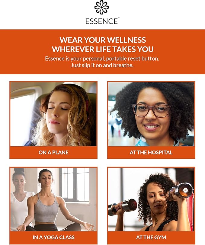 Essence Wearable Aromatherapy Nasal Diffuser – Orange Essential Oil Nose Ring Silicone Inhaler for Stress & Mood Support - Made in USA & Travel-Friendly