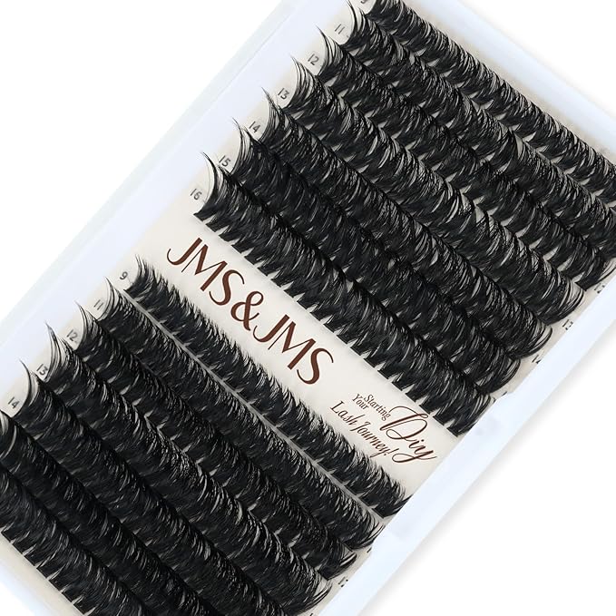 JMS&JMS 280Pcs Lash Clusters Soft Eyelash Clusters 60D+80D DIY Cluster Eyelash Extensions Soft and Easy to Wear at Home (60D+80D-D-9-16Mix)