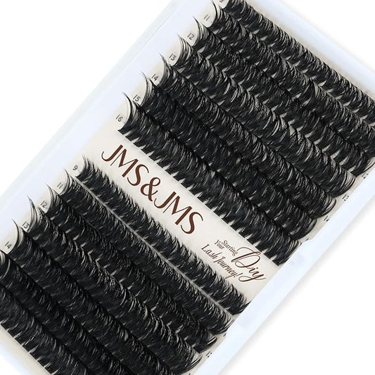 JMS&JMS 280Pcs Lash Clusters Soft Eyelash Clusters 60D+80D DIY Cluster Eyelash Extensions Soft and Easy to Wear at Home (60D+80D-D-9-16Mix)