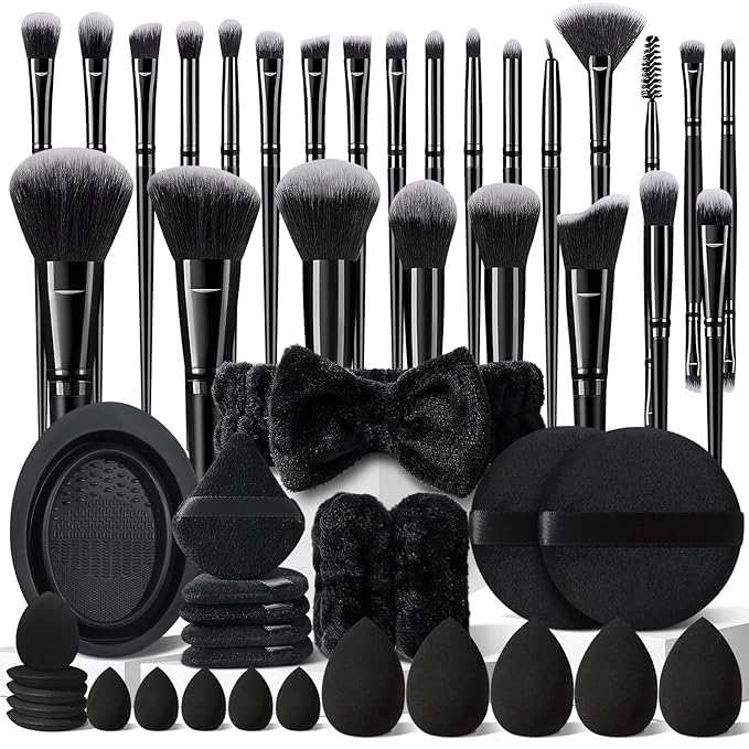 51Pcs Black Makeup Brushes Set Professional Makeup Kit Multi-functional Makeup Tool Set with Facial Makeup Accessories, Foundation Makeup Brush Kit Eye and Face Make up Brushes & Tools
