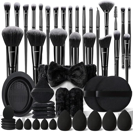 51Pcs Black Makeup Brushes Set Professional Makeup Kit Multi-functional Makeup Tool Set with Facial Makeup Accessories, Foundation Makeup Brush Kit Eye and Face Make up Brushes & Tools