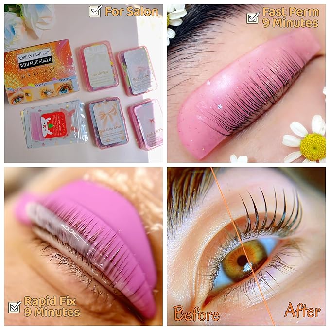 Korean Lash Lift Kit Korea Eyelash Lifting Starter Set Flat Shields Perming Lash Evenly Improve Success Of Lash Perm Curling Eyelash Thoroughly Professional Salon 15 Sachet Rapid 9 Minute Perm