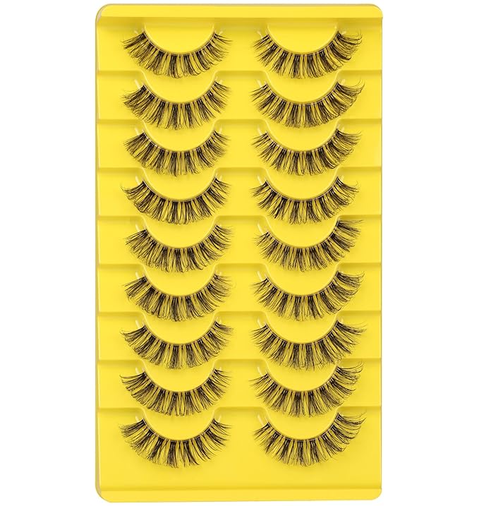 Russian Strip Lashes D Curl zanlufly Fluffy Wispy Clear Band False Eyelashes Cat Eye 6D Lashes Pack