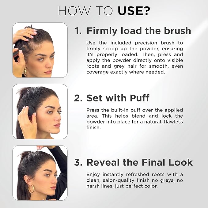 THICK FIBER Root Touch Up Powder - Water & Sweat Resistant Hair Loss Concealer Set for Thinning Hair Women, Includes Brush (Black) | for Thinning Hair, Includes Brush