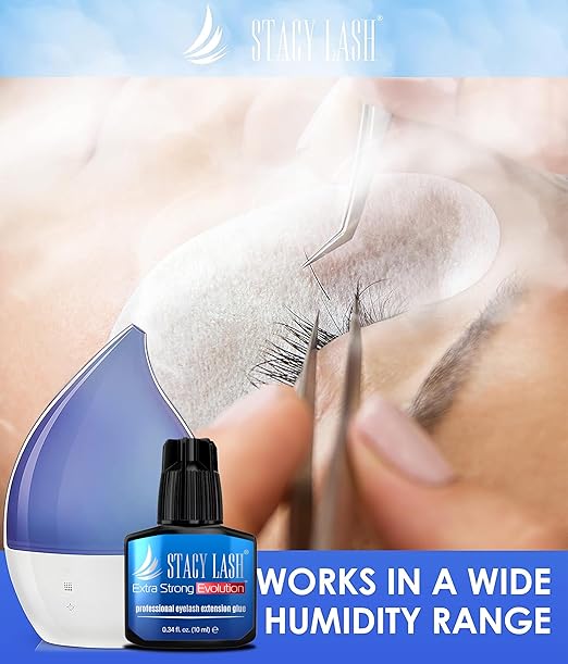 STACY LASH Extra Strong Evolution Eyelash Extension Glue (0.34 fl.oz/10 ml)/1-2 Sec Dry/Retention – 8 Weeks/Professional Supplies/Black Adhesive