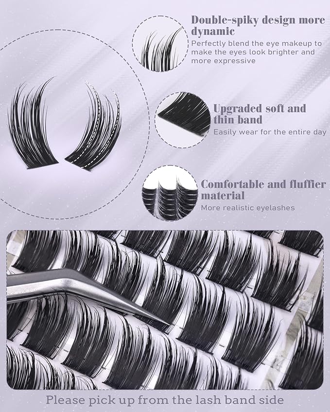 zanlufly Lash Clusters Eyelash Clusters Wispy Cluster Eyelash Extensions DIY Individual Lashes Natural Volume Lash Extension C Curly Cluster Lashes with Thin Band