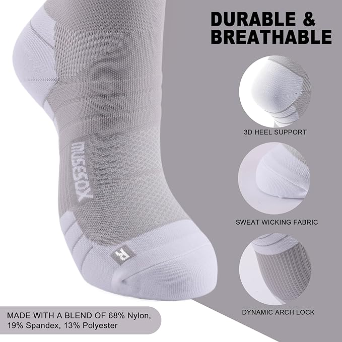 Compression Socks for Women and Men,Knee High 15-20mmHg Graduated Circulation Support(3 Pairs)for Nurses,Pregnant,Travel